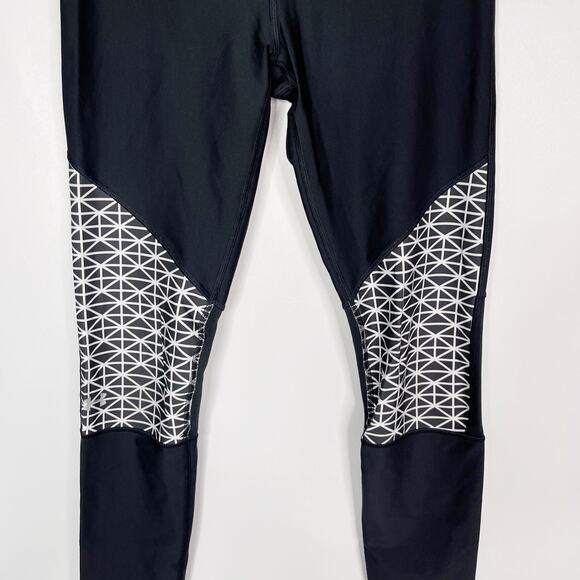 Under Armour Womens Medium M Black White Geometric Print Colorblock Leggings - Picture 4 of 14